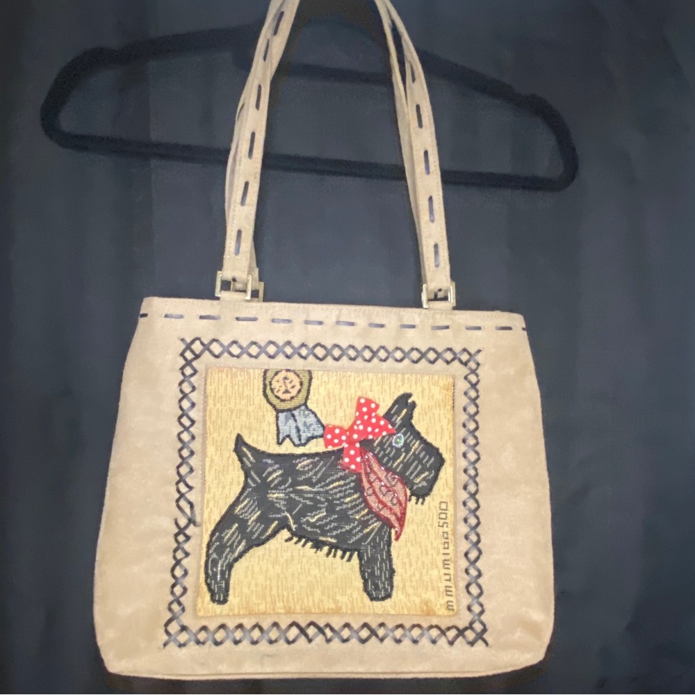 Black Dog Embroidered Purse